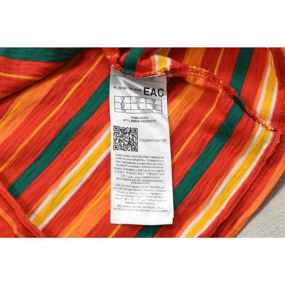 GUESS x J Balvin Vibras Striped Short Sleeve T-Shirt Men's Size Small Orange Gre - Picture 6 of 8